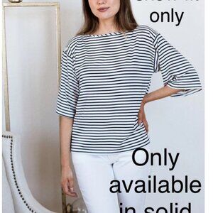 Jaclyn Wide Sleeve Boatneck Bamboo Top BLACK